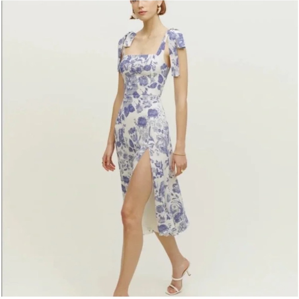 Reformation Blue and White Floral Midi Dress